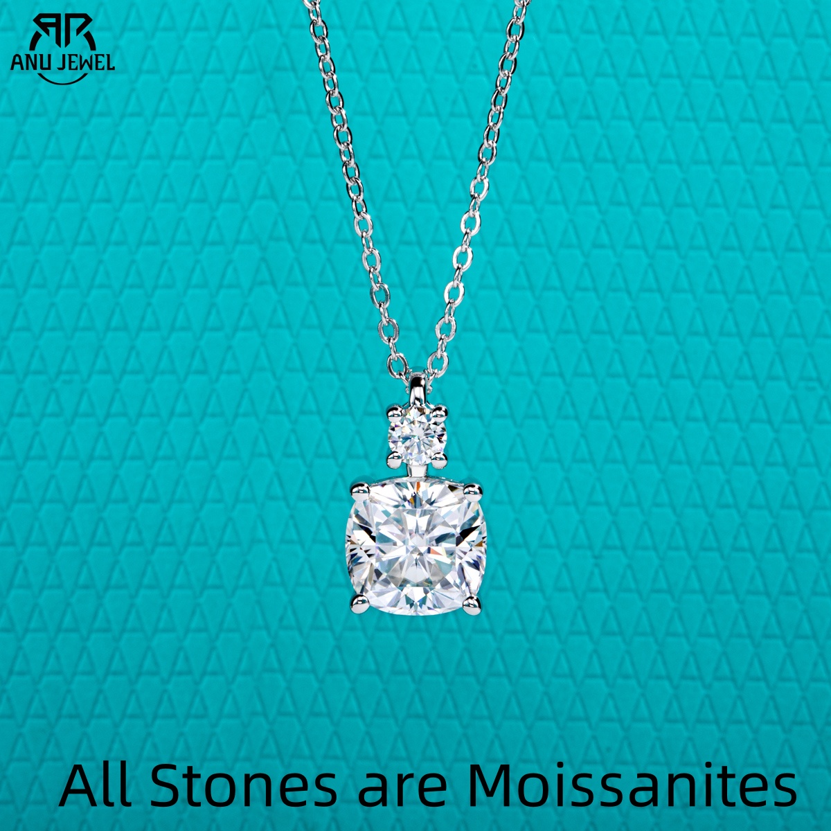 Ansi Chain - AnuJewel 2ct/2.5ct وسادة قطع مويسانيتي قلادة